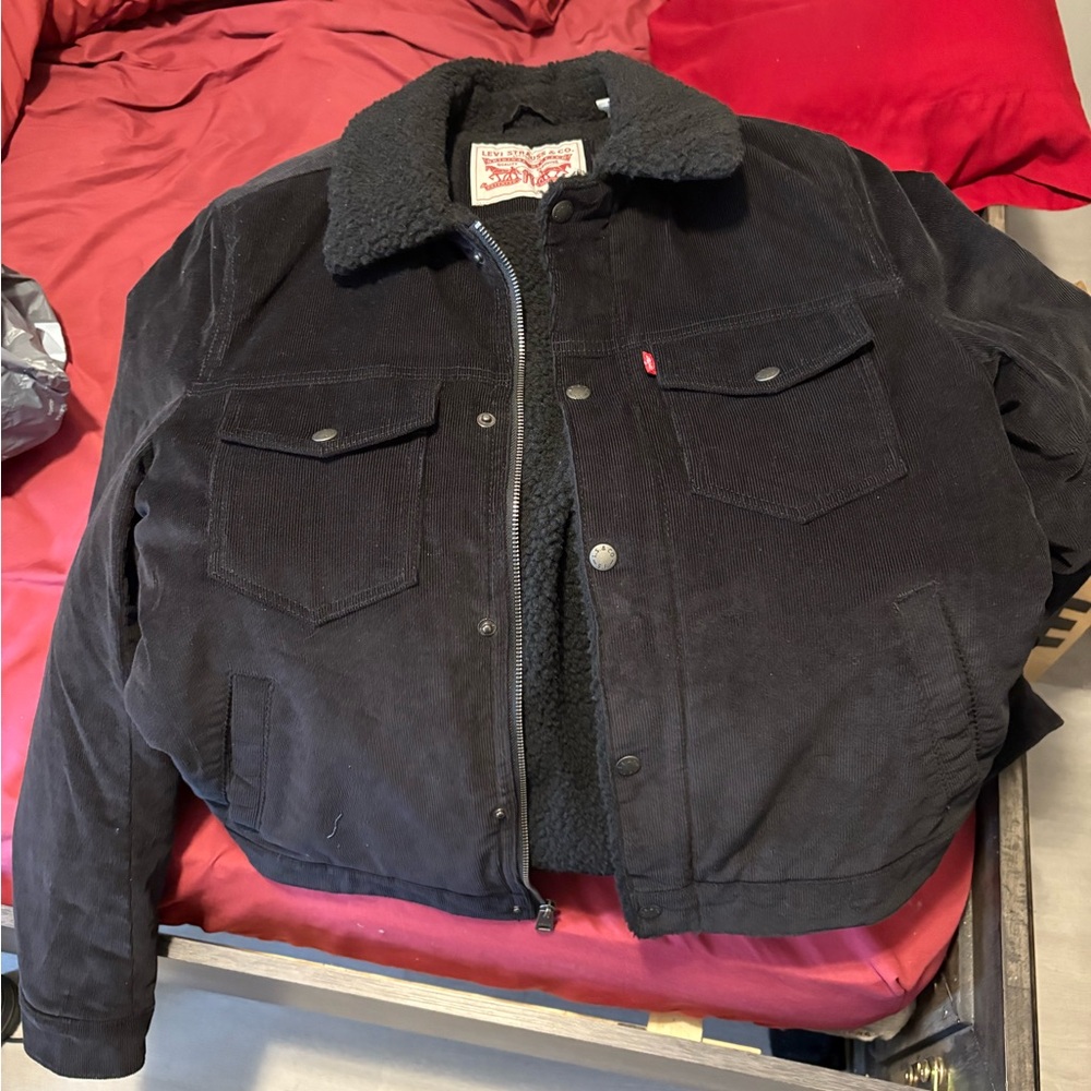 Levi's Black Corduroy Jacket with Sherpa Collar
